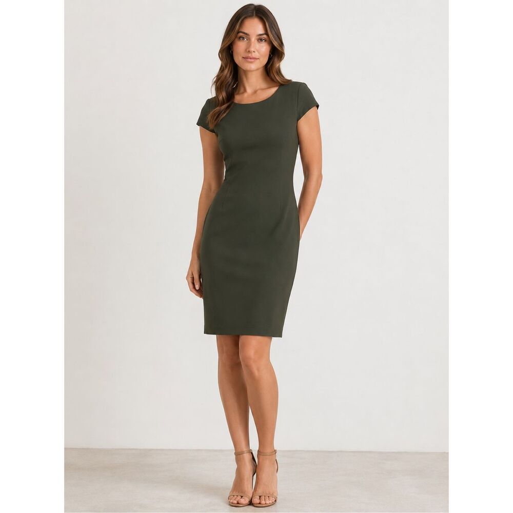 Theory Jamelya Winslow Crepe Knee Length Short Sleeve Dress Size 4 #784